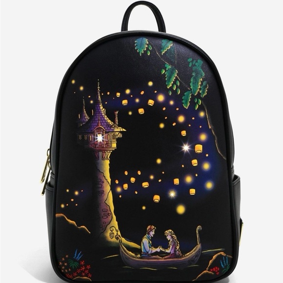 Loungefly Handbags - Black Tangled Light-Up Backpack with Enchanted Design